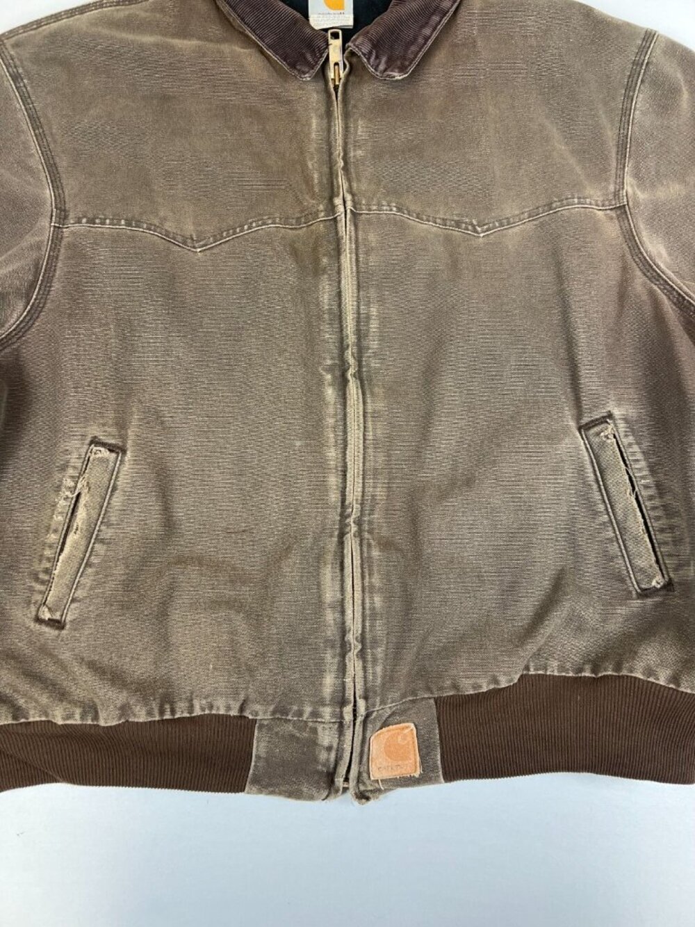 VTG Carhartt Men XLT Brown Sandstone Active Jacket Quilted Flannel Lined J14 CHT - Picture 9 of 14